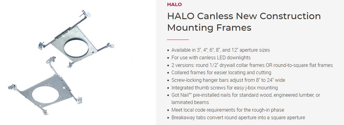 HALO Canless New Construction Mounting Frames